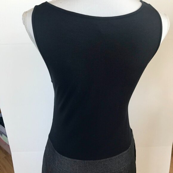 DKNY dress block black viscose stretch ontop & grey cotton sleeveless pockets 10 - Picture 5 of 16